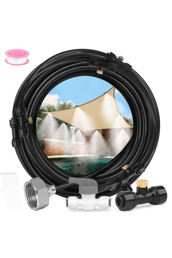 26.2ft Misting Cooling System, Outdoor Garden Patio Fan Mister Kit with 4 Nozzles