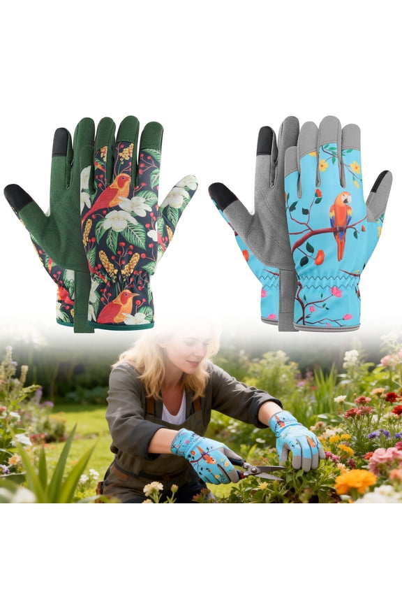 2pairs Leather Gardening Gloves for Women Men, Thorn-Proof Working Gloves for Weeding, Digging, Planting, Raking and Pruning