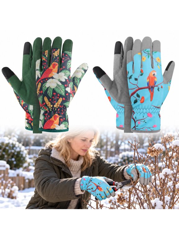 2pairs Leather Gardening Gloves for Women Men, Thorn-Proof Working Gloves for Weeding, Digging, Planting, Raking and Pruning