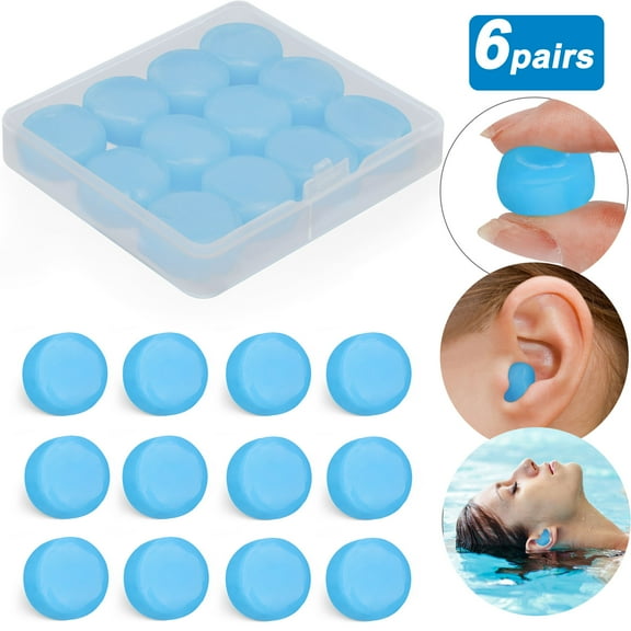 Lingsida 6pairs Reusable and Moldable Silicone Ear Plugs, Noise Cancelling Reduction Wax Earplugs for Sleeping, 25dB NRR