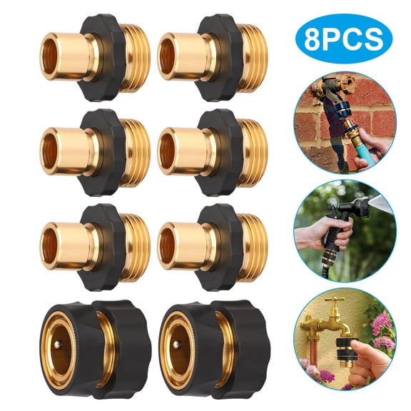 Lingsida 8pcs 3/4" Garden Hose Fitting Quick Connector Male and Female Set, Garden Hose Quick Connect Fittings Coupler, No Leaks Water Hoses Quick Disonnect Adapter
