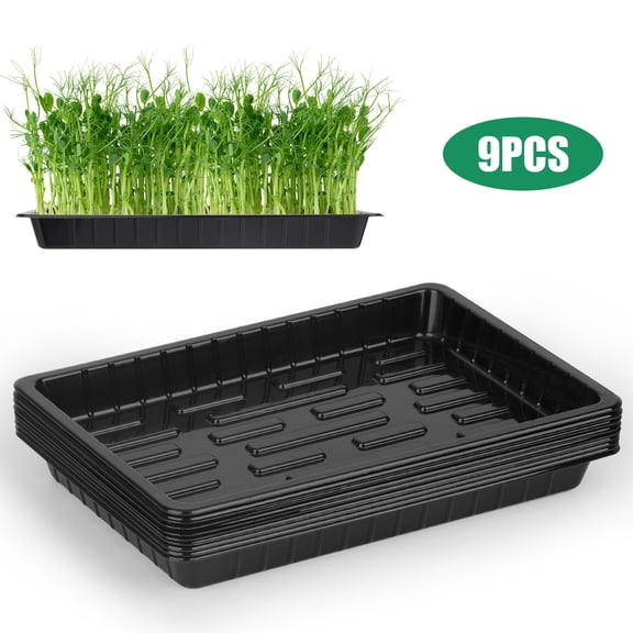 Lingsida 9pcs Plant Growing Trays, 10x7" Seed Trays, Seed Starter Flat Seedling Tray for Seedlings, Planting Trays, Microgreens Growing Trays