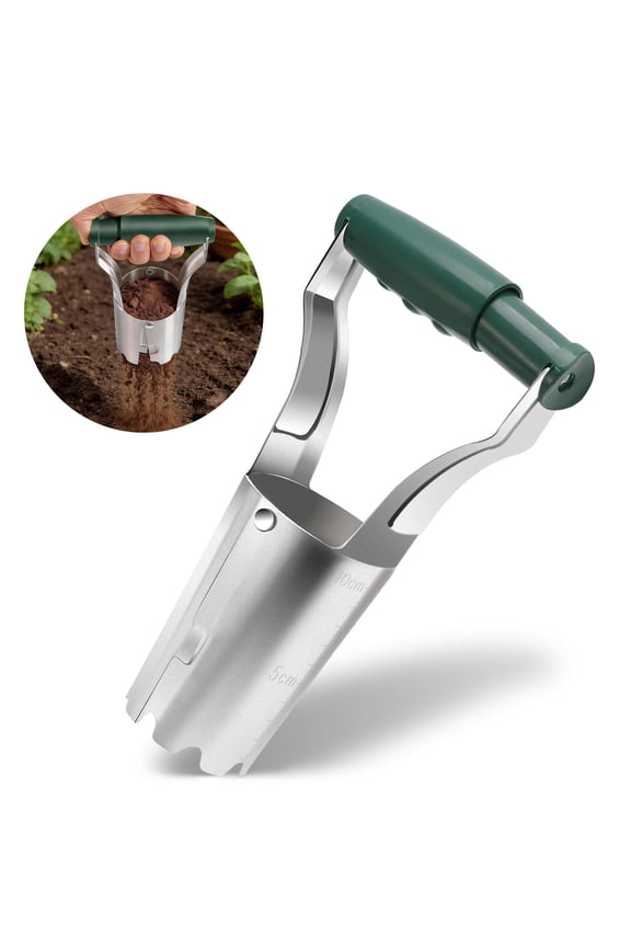 Bulb Planter, Bend Free Tool for Planting Bulbs, Bulb Dibbler Hole Digger, Automatic Soil Releasing Seed with Depth Markers