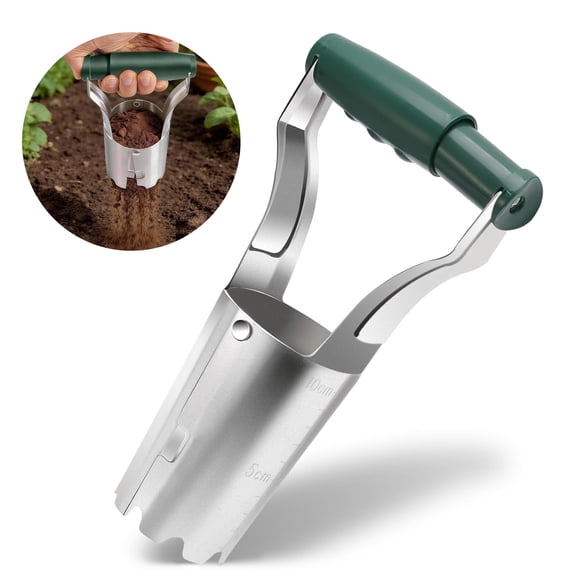 Lingsida Bulb Planter, Bend Free Tool for Planting Bulbs, Bulb Dibbler Hole Digger, Automatic Soil Releasing Seed with Depth Markers