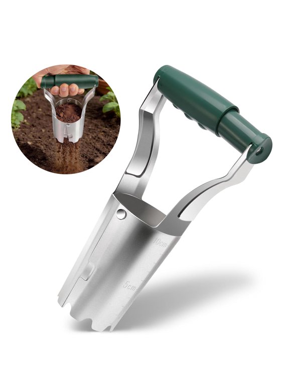 Bulb Planter, Bend Free Tool for Planting Bulbs, Bulb Dibbler Hole Digger, Automatic Soil Releasing Seed with Depth Markers