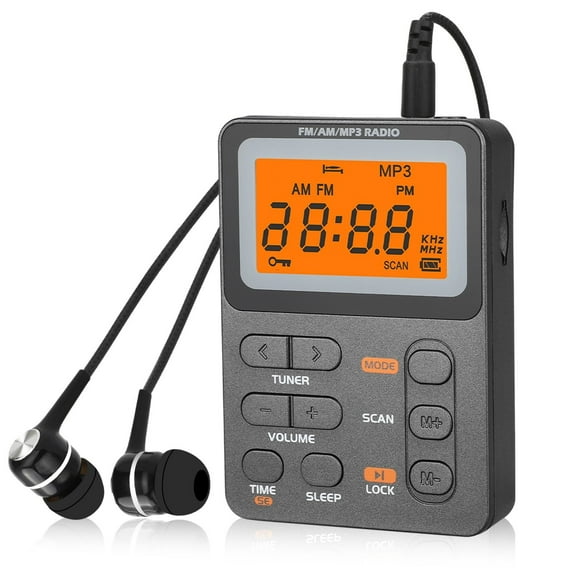 Lingsida AM FM Radio, Personal Portable Pocket Radio with Digital Tuning LCD Display, Rechargeable Walkman Radio with Stereo Earphone, Mini Radio for Walking, Jogging