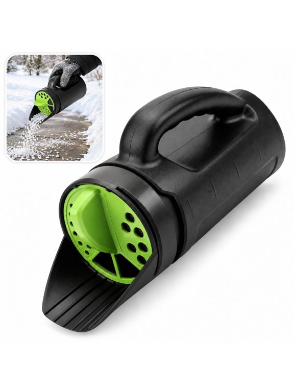 85 oz Handheld Seed Spreader, Adjustable Salt and Ice Melt Shaker, Black