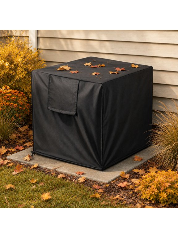 Large Air Conditioner Covers for Outside, Waterproof and Windproof Square Outdoor AC Unit Covers, Black, 30x24x24"