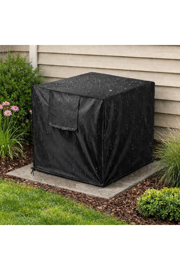 Large Air Conditioner Covers for Outside, Waterproof and Windproof Square Outdoor AC Unit Covers, Black, 30x24x24"