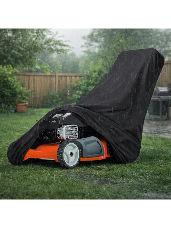 Push Lawn Mower Cover, 72 x 39 x 25" Waterproof Outdoor Mower Cover with UV Protection and Adjustable Drawstring, Black