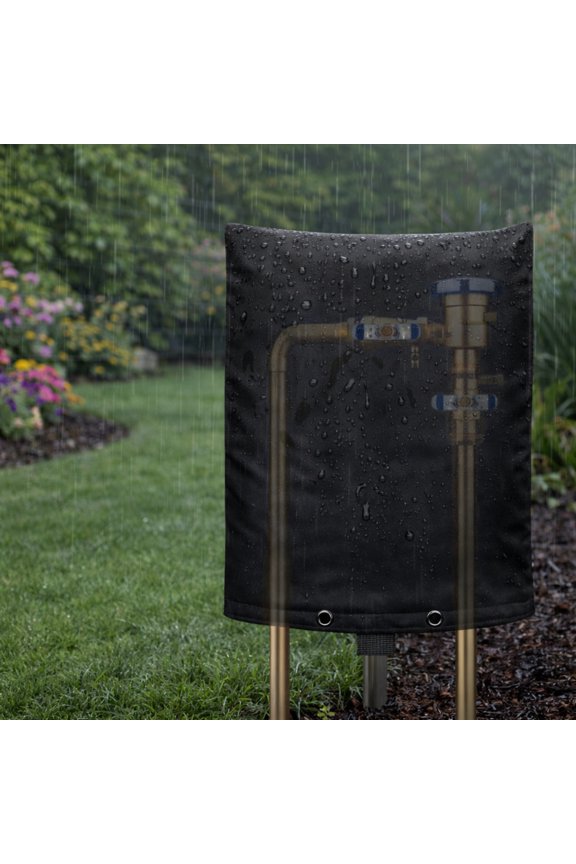 Preventer Cover Insulated Pouch, Outdoor Pipe Insulation Cover, Winter Freeze Protection Water Well Pump Covers Sprinkler Valve Cover Insulated, Black