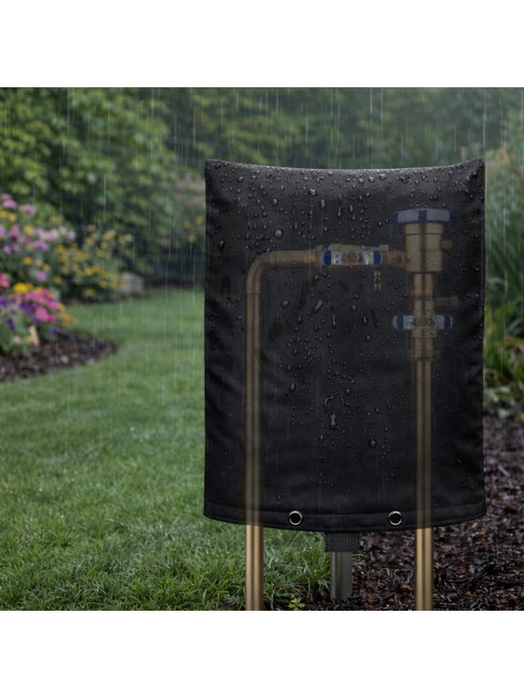 Preventer Cover Insulated Pouch, Outdoor Pipe Insulation Cover, Winter Freeze Protection Water Well Pump Covers Sprinkler Valve Cover Insulated, Black