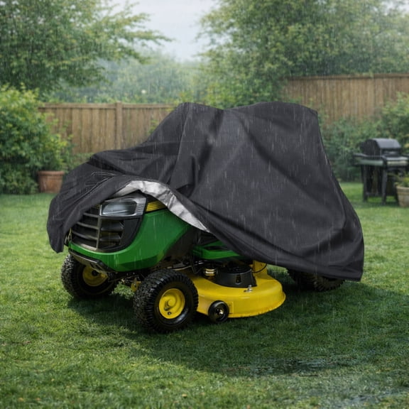 Lingsida Riding Lawn Mower Cover, Waterproof Heavy Duty UV Protection Outdoor Lawn Tractor Cover Fits Decks Up to 54", Black