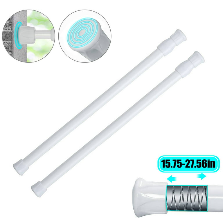 Lingsida Spring Tension Rods, 11.8-27.6 Adjustable Curtain Tension Rod,  Spring Load Expandable Heavy Duty Small Short Tension Closet Rod for