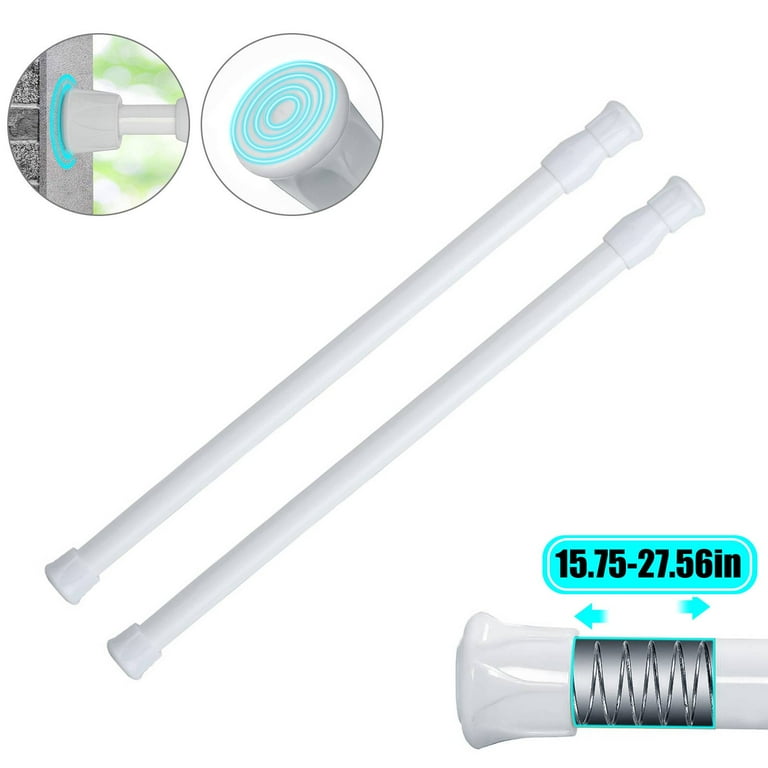 Lingsida Spring Tension Rods, 11.8-27.6 Adjustable Curtain Tension Rod,  Spring Load Expandable Heavy Duty Small Short Tension Closet Rod for