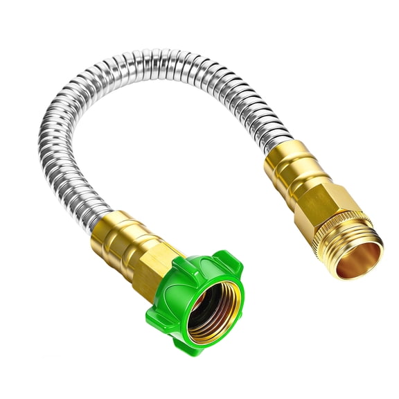 Lingsida Stainless Steel Short Garden Hose, 1ft Leader Hose Extension with Female to Male Connector, Flexible and Lightweight Kink Free Water Hose