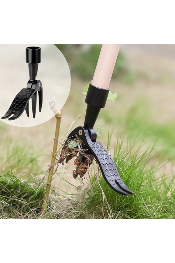 Weed Pulling Tool, Manual Stand Up Weed Puller Tool Head Replacement, 4-Claw Steel Head Weed Picker Tool for Garden, Black