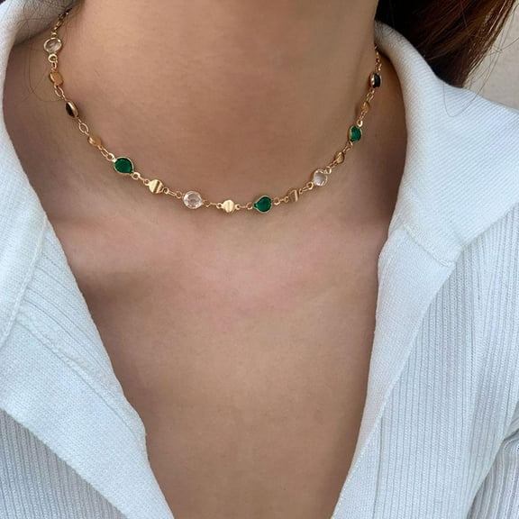 Lingsun Temperament Stained Glass Necklace High-fashion All-round и` ;ч Match W0W7