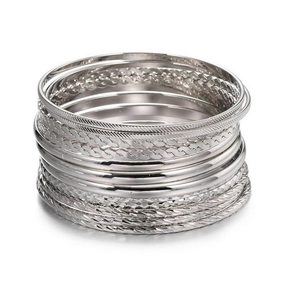 Lingsun Women 12pcs Punk Curb Cuban Chain Bracelets Set Jewelry 2023 C7B9 I1M5