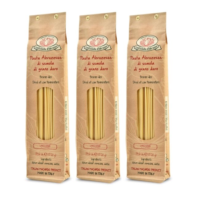 Linguine (Pack of 3), 500g Each Classic Italian Long Pasta Tongue