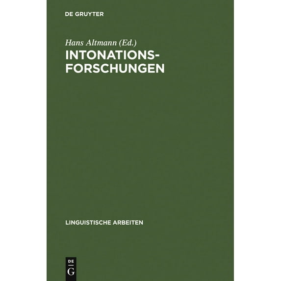 Linguistische Arbeiten Intonationsforschungen, Book 200, (Hardcover)