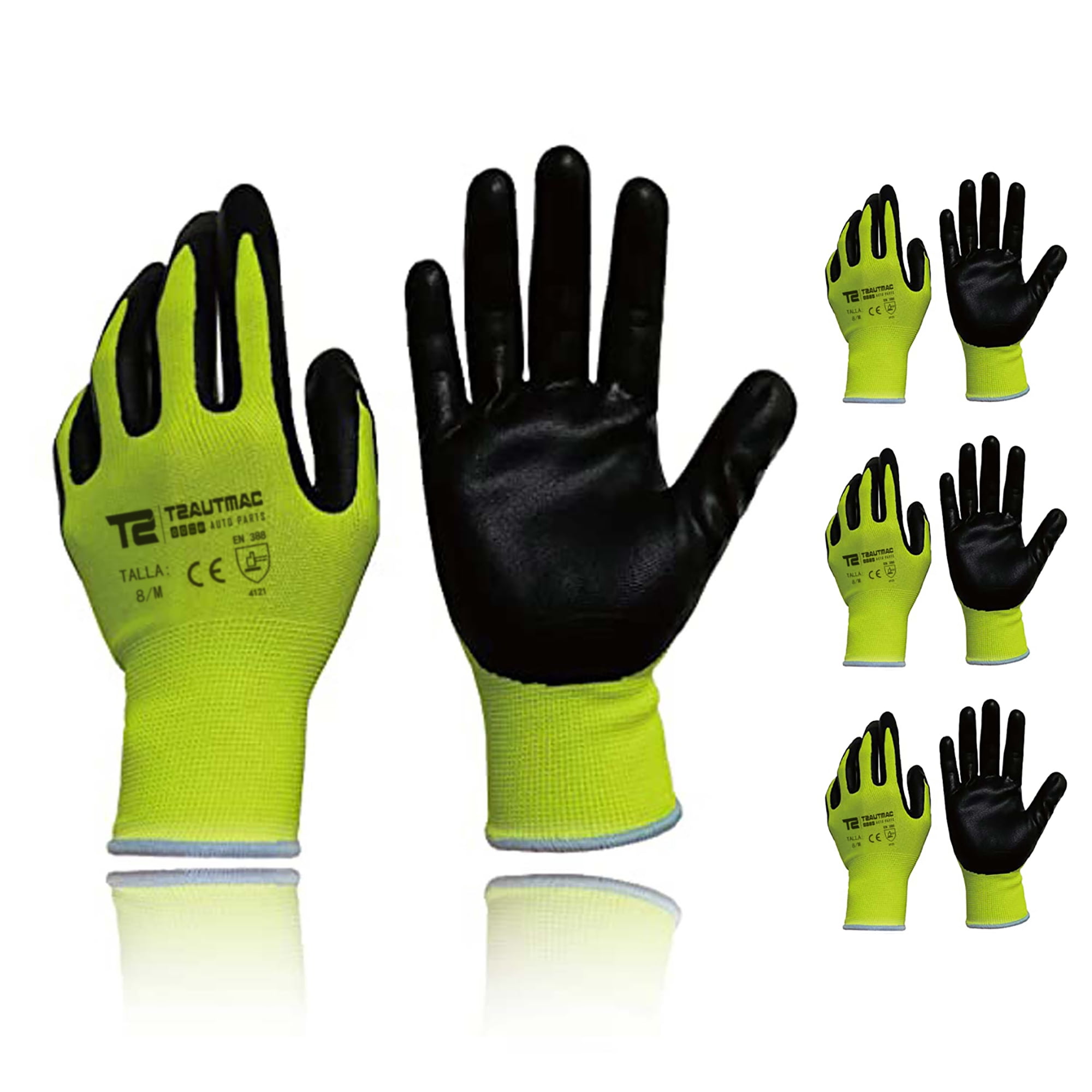 Lingvido Green Cut Proof Gloves,Level 5 Cut Non- slip Work Gloves with  Natural Latex Coating,6 PCS,Medium Size