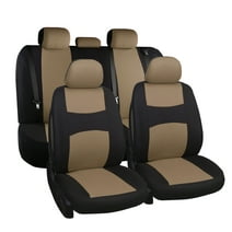 Lingvido Universal Fit Car Seat Cover,Two Tone Seat Cover Sets,Full Set,Beige,9 Piece