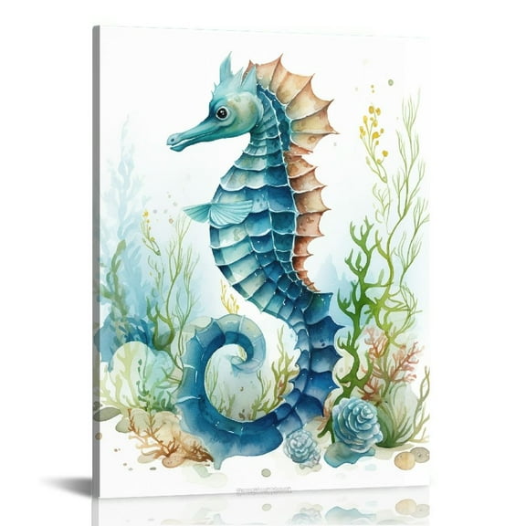 Lingy Blue Ocean Animals Wall Art Under The Sea Theme Art Prints Modern Underwater Animals Canvas Painting Blue Ocean Bathroom Decor Poster for Kids Room Bedroom Living Room
