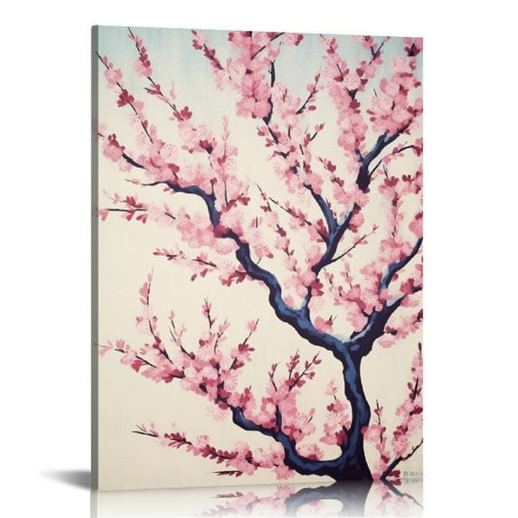 Lingy Canvas Wall Art - Watercolor Painting Style Cherry Blossom - Giclee Print Gallery Wrap Modern Home Art Ready to Hang pattern2