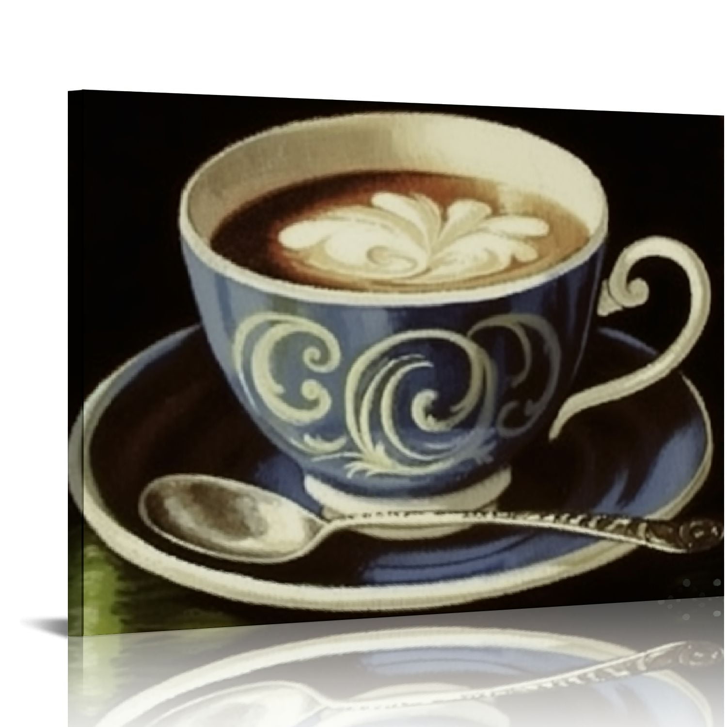 Lingy Coffee Cafe Wall Art Kitchen Decor Retro Dark Cappuccino Latte ...