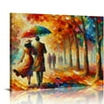 thumbnail image 1 of Lingy Colorful  Romantic Wall Art The Couple Walking in the Rain Framed Landscape Canvas Picture Artwork Decor for Home Decoration, 1 of 6