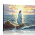 thumbnail image 1 of Lingy Greg Olsen - Walk with Me Christ Jesus Poster Canvas Wall Art Print Picture Modern Home Room Decor  16x12in, 1 of 6