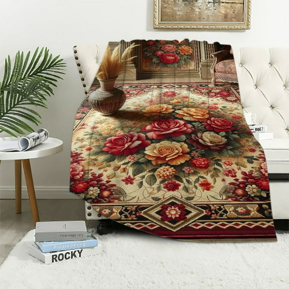 Lingy Heavy Fleece Blanket King Size, Korean Mink 2 Ply 10 Pounds Plush Bed Blanket - Sliky Soft, A&B Printed (Printed Pattern- Red Rose, King(85"x 93"))