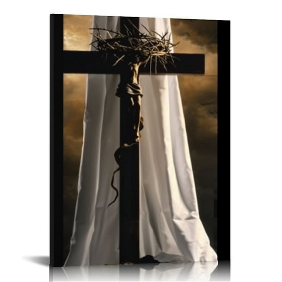 Lingy Holy Cross Wall Art Christian Paintings Wall Decor Holy Poster Easter Canvas Printed Jesus Christ Pictures Framed Home Dining Room Bedroom Decoration Ready to Hang