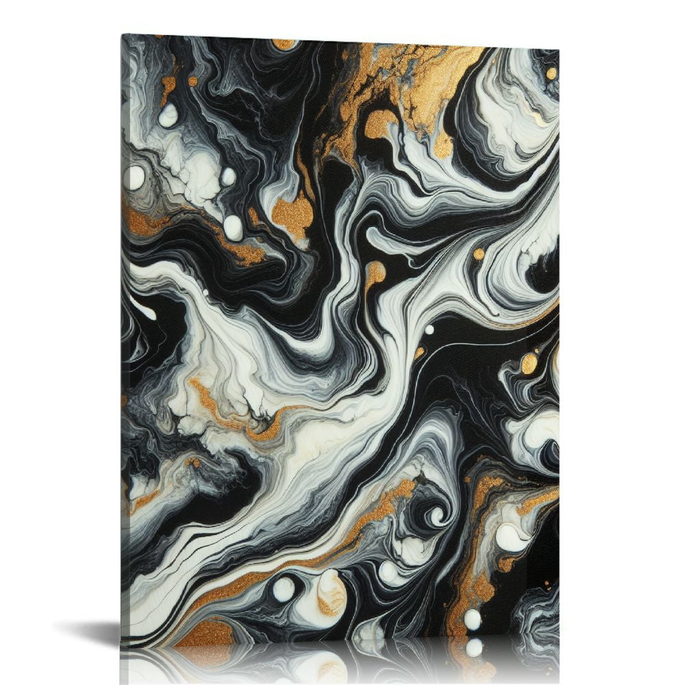 Lingy Large Abstract Canvas Wall Art for Living Room Bedroom Black and ...