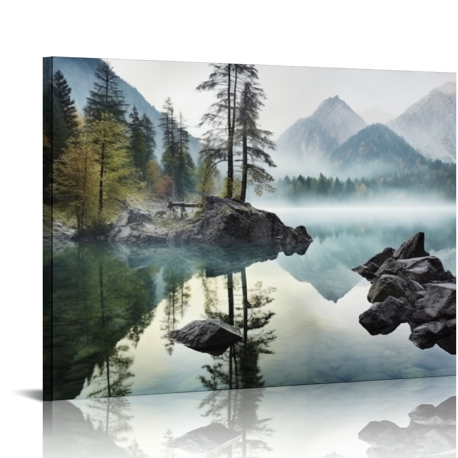 Lingy Nature Landscape Wall Art Canvas Modern Lake Rock Scene Picture