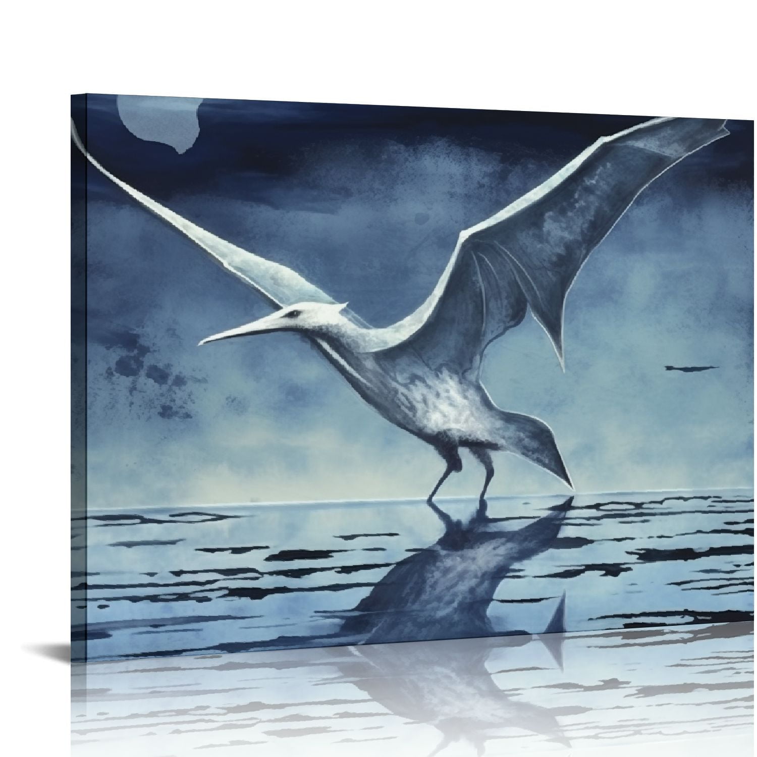 Lingy Navy Blue Dinosaur Wall Art Cute Dino Pictures Canvas Blue Boys