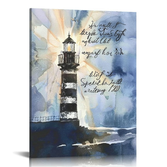 Lingy Religious Scripture Wall Decor - Nautical Beach House, Ocean Home Decoration - Bible Verse Wall Art - Gift for Christians-Poster for Bathroom, Living Room, Bedroom - Blue Boho