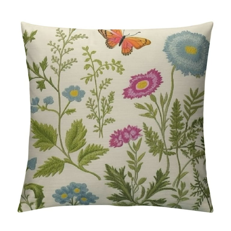 Lingy Sage Green Floral Pillow Covers Spring Wild Flower Decorative Throw Pillows Outdoor Summer Plant Print Farmhouse Pillowcases Cushion Case Decor for Home Sofa Couch Bed White Walmart