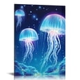 thumbnail image 1 of Lingy blue Ocean Life Theme Canvas Prints Wall Art Paintings for Living Room Wall Artworks Sea Animal  jellyfish Pictures Bedroom Decorations Home bathroom Wall decor posters 16x20 in, 1 of 4
