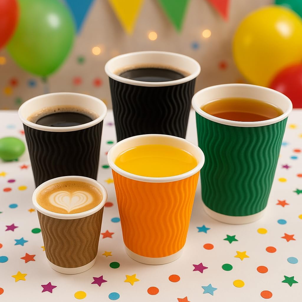 Lingyun-50-Pack 16oz Kraft Insulated Ripple Wall Paper Coffee Cups, Hot ...