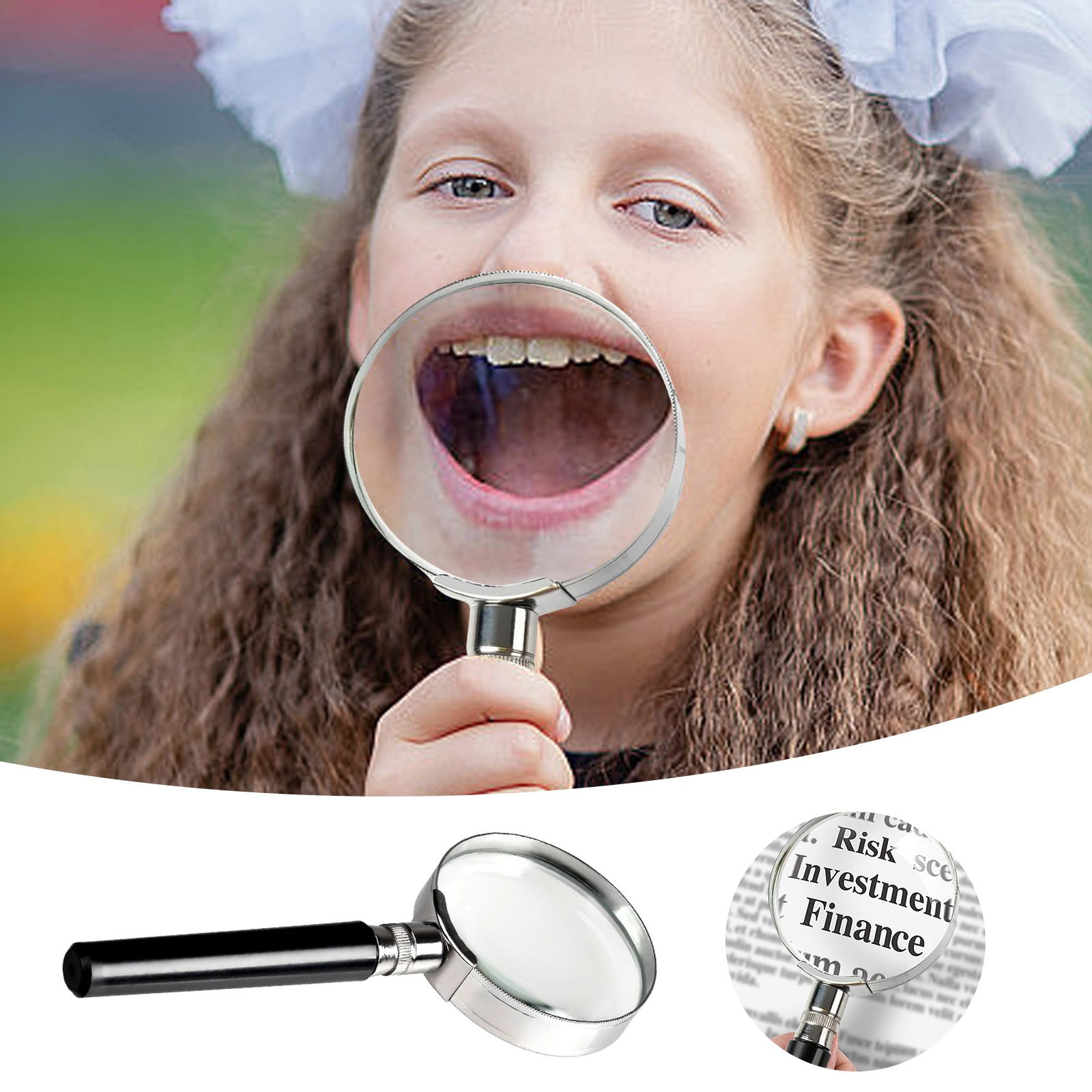 Linjieee 10X Magnifying Glass 2 Inch Handheld Glass Reading Magnifier
