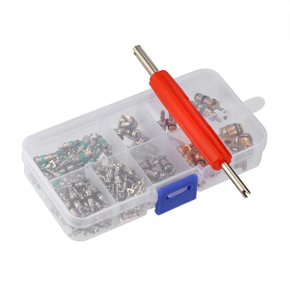 Linjieee 135 Pcs Assortment A/C Shrader Valve Core R134 Kit Of 11 Kinds
