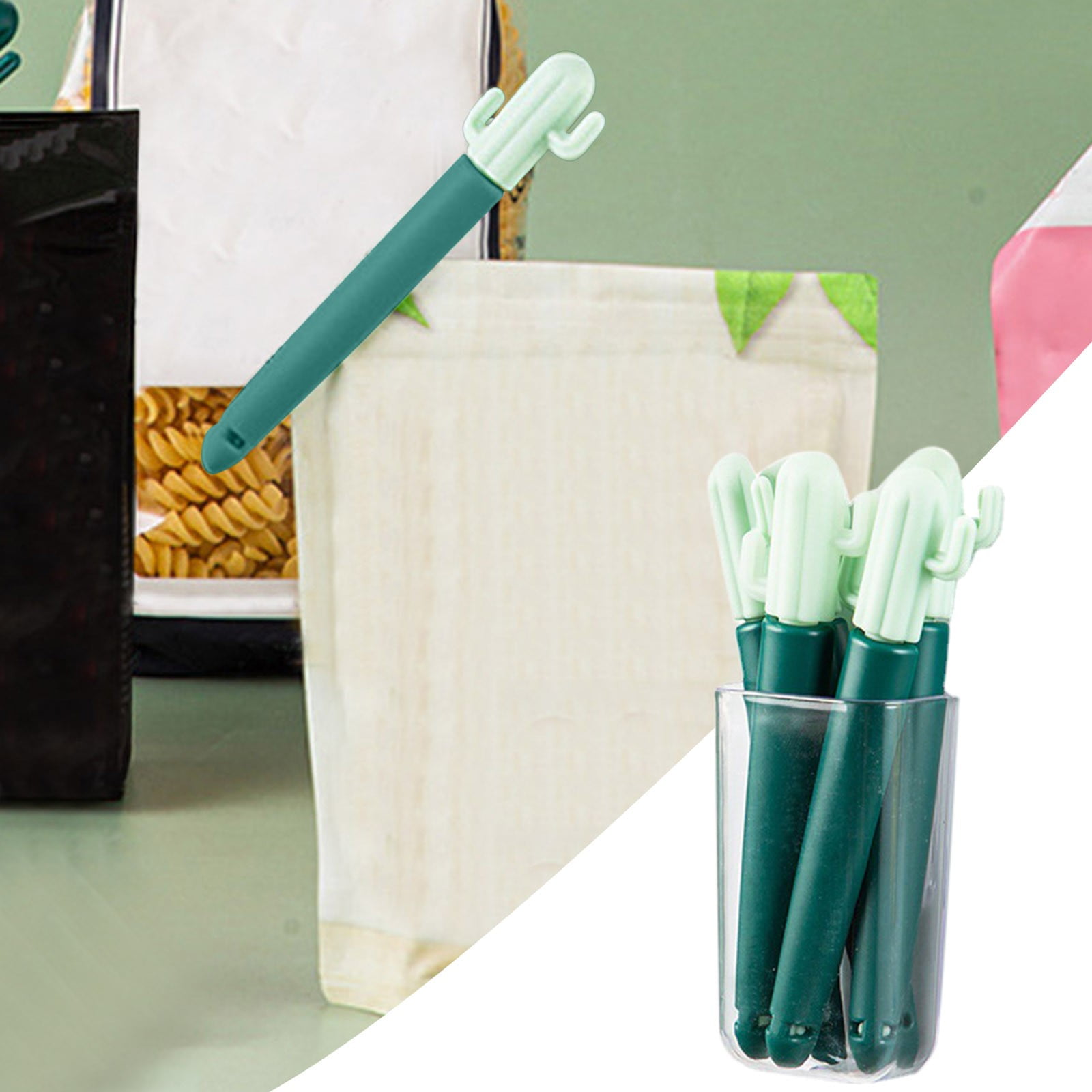 Linjieee 5PCS Food Clip Snack Bag Sealing Sealer Cactus Food Sealing Clip Dog Chip Clips