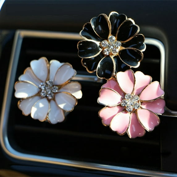 Linjieee Diamond Inlaid Daisy Car Air Conditioner Air Perfume Clip Car Mounted Decoration Fragrance Organic Car Air Fresheners