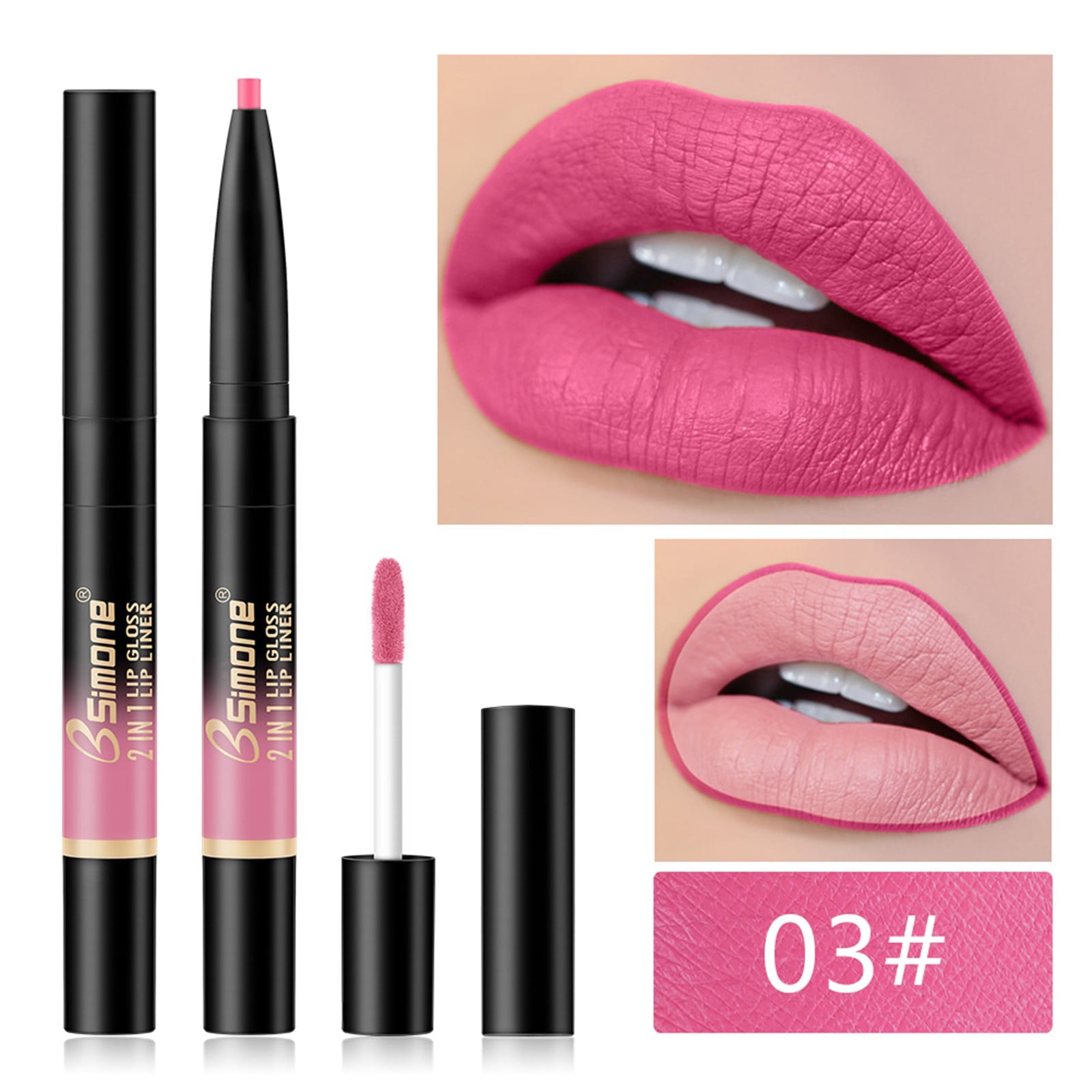 Linjieee Double Head Automatic Lip Gloss Lip Liner Matt Velvet Lip