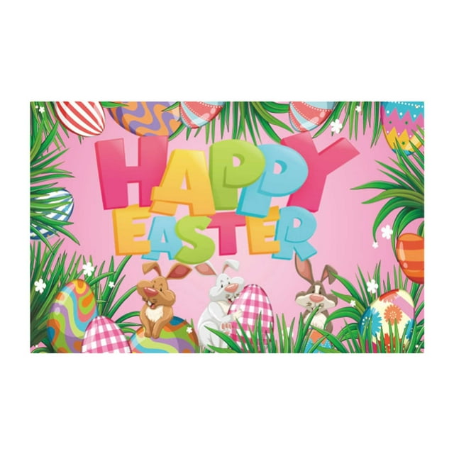 Linjieee Easter Banners Holiday Party Decorations Background Egg Bunny ...