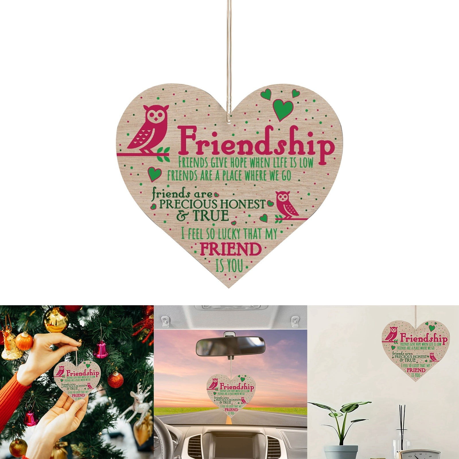 Linjieee Friendship Heart Shaped Single Side Printing Pendant Home 