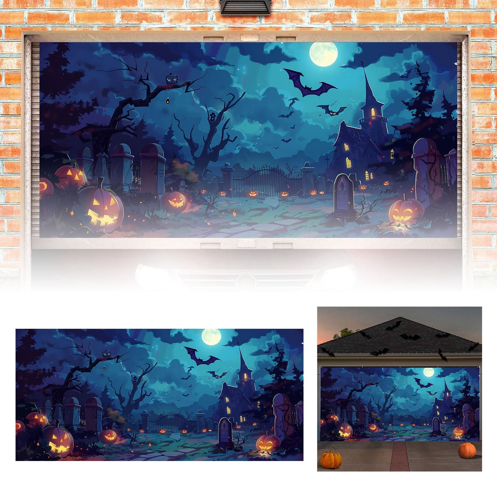 Linjieee Happy Background Party Fire Pumpkin Christmas Flag 3x5 Outdoor