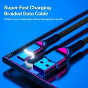 Linjieee Power Cord Strain Charger Cable Type C to Type C Cable 10ft Fast Charging 5A Super Fast Charge Braided Alloy LED Front Light Data Cable Suitable For TYPE C Charging Cable